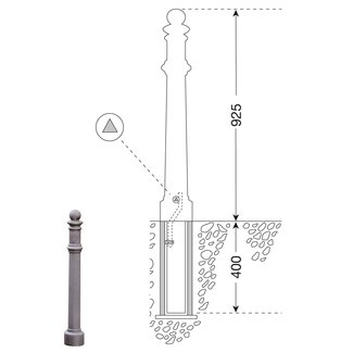 CITY Poteau GDANSK - 1325 x Ø 85 mm - amovible - serrure ▲ - sans anneaux de chaîne