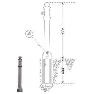 CITY Poteau GDANSK - 1325 x Ø 85 mm - amovible - serrure ▲ - un anneau de chaîne
