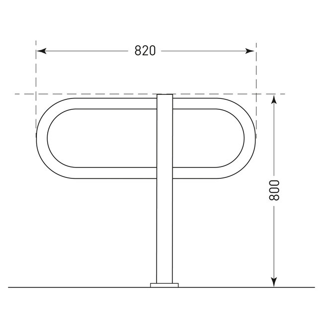 CITY aanleunbeugel TOUR - 800 x 820 x 140 mm - op voetplaat - thermisch verzinkt en gecoat