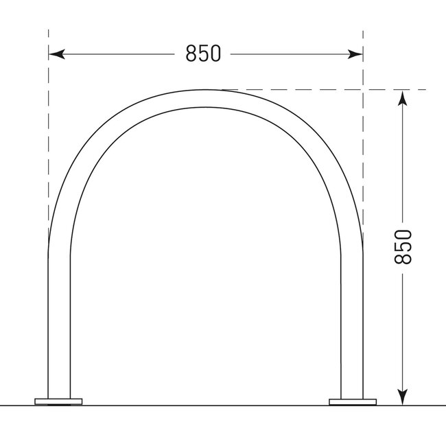 CITY aanleunbeugel DE RONDE - 850 x 850 x 48 mm - op voetplaten - thermisch verzinkt