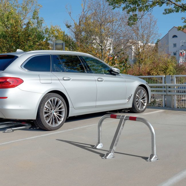SESAM Arceau de parking - zingué avec bandes rouges – serrure à cylindre