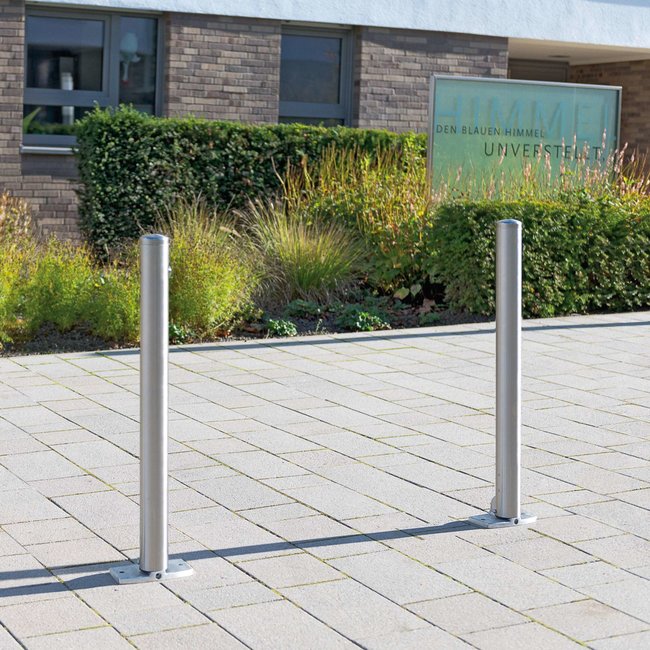 CITY RVS paal MILANO - 925 x Ø 76 mm - neerklapbaar - driekantslot