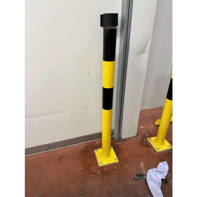 BLACK BULL Poteau de protection S sur platine - Ø90 mm - galvanisé/revêtu - jaune/noir