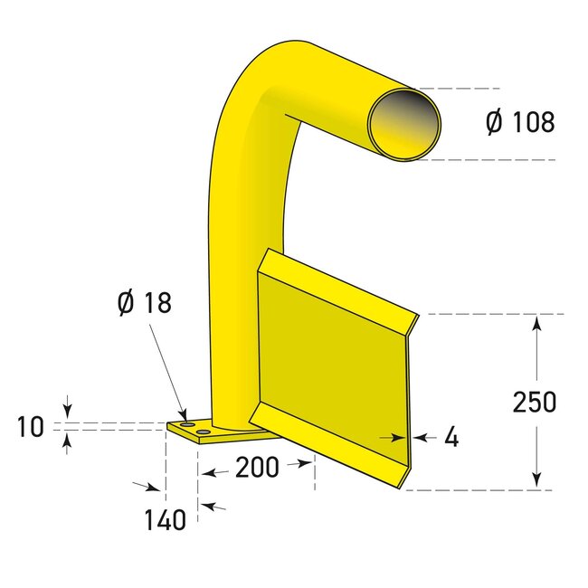 BLACK BULL Arceau de protection d'angle anti-encastrement en acier XL - 900 x 900 x 1200 - revêtu