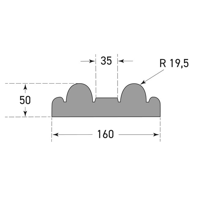 MORION Schokdemper - stootbalk - 1000 x 160 x 50 mm - geel/zwart