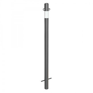 MORION Poteaux de délimitation Ø 60 mm - fixes à bétonner - deux anneaux de chaîne - DB703 -1 bande réfléchissante