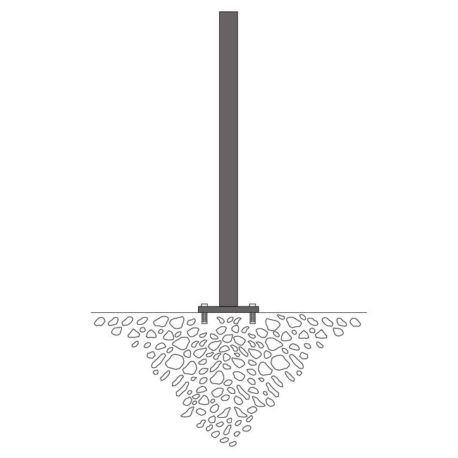 MORION Poteau de délimitation Ø 60 mm sur platine - sans anneaux de chaîne - DB703 - réflexion blanche