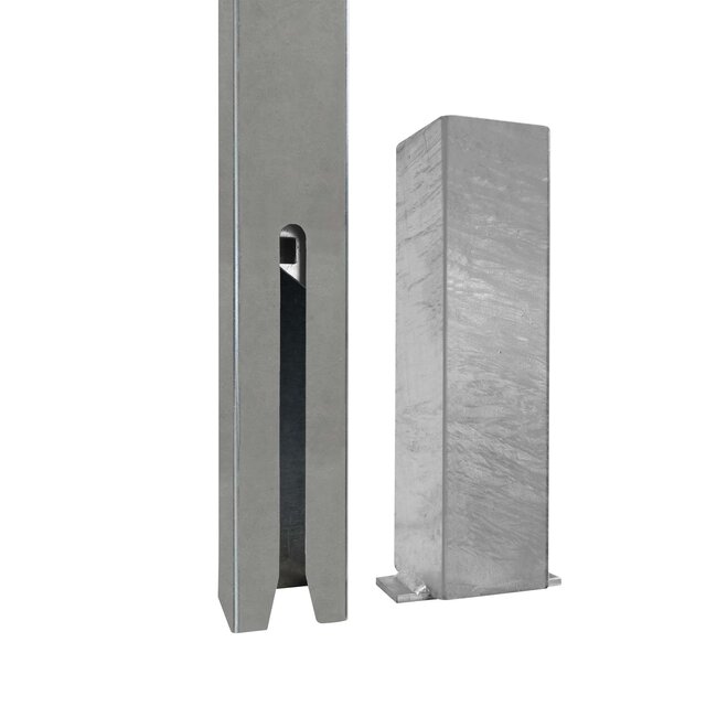 MORION Uitneembare afzetpaal - 70 x 70 mm - verzinkt met reflectiestreep - cilinderslot