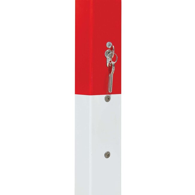 MORION Uitneembare afzetpaal - 70 x 70 mm - rood/wit - cilinderslot