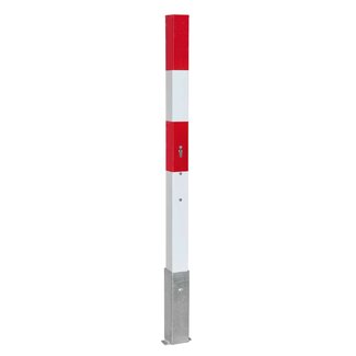 MORION Poteaux de délimitation amovible - 70 x 70 mm - rouge/blanc - serrure cylindrique