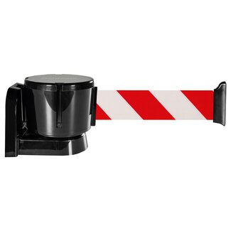 MORION wandcassette met uittrekbaar lint – 12 m – rood/wit – schroefmontage