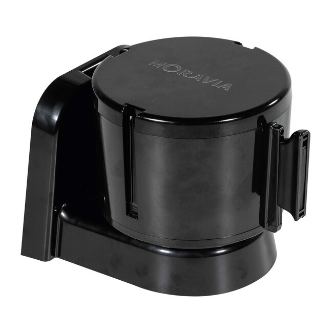 MORION wandcassette met uittrekbaar lint – 12 m – geel/zwart – schroefmontage