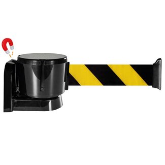 MORION Enrouleur mural à sangle – 12 m, jaune/noir, magnétique