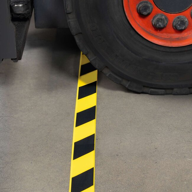 PROline vloermarkeringstape vorkheftruck - geel/zwart - 75 mm - 10  m - zelfklevend