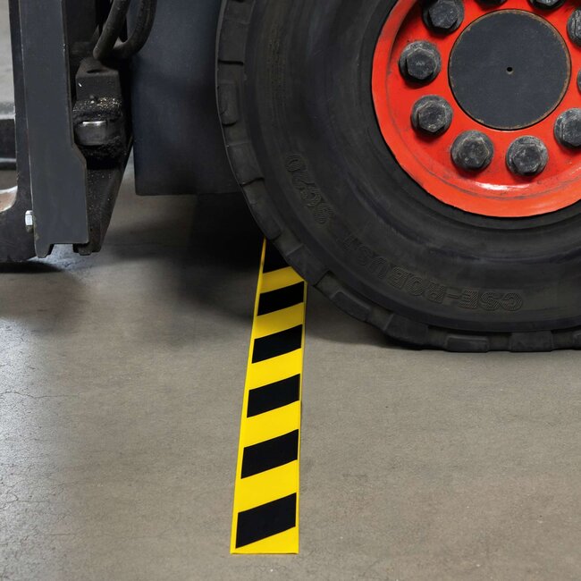 PROline vloermarkeringstape vorkheftruck - geel/zwart - 75 mm - 10  m - zelfklevend