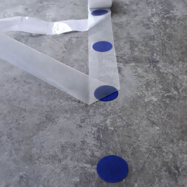 PROline stippen vloermarkering op rol - blauw - Ø 50 mm - 10 m - zelfklevend