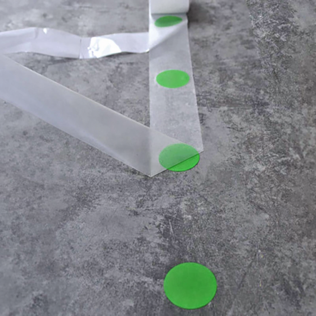 PROline stippen vloermarkering op rol - groen - Ø 75 mm - 10 m - zelfklevend