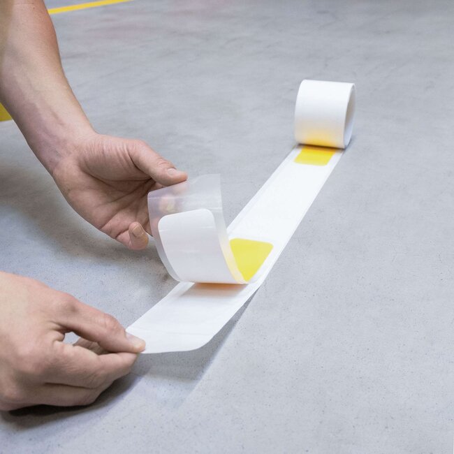 PROline marquage au sol à  bandes sur rouleau - jaune - 50 mm - 25 m - autocollant