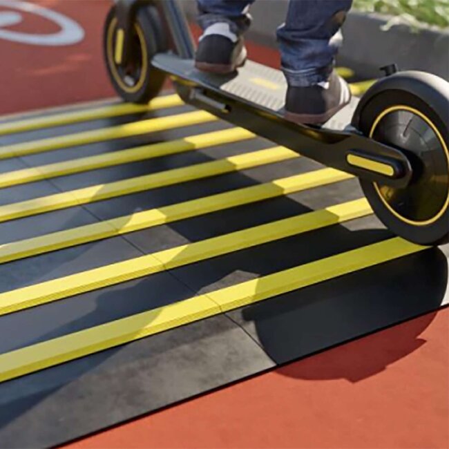 TOPSTOP Fiets verkeersdrempel – zwart/geel – modulaire fiets verkeersdrempel voor snelheidsreductie