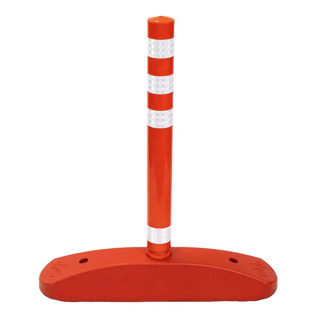 LaneGuard Séparation de piste cyclable LaneGuard, à visser, poteau de signalisation rouge, avec 4 bandes réfléchissantes blanches