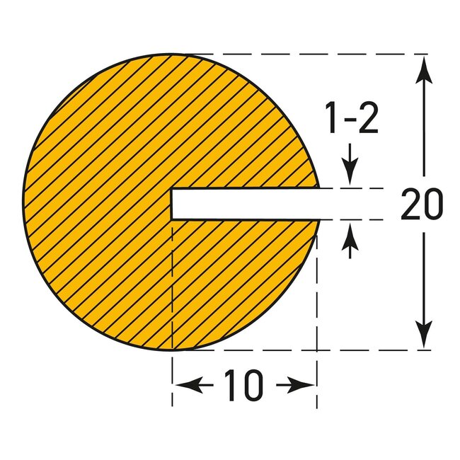 MORION Profielstootrand - rond Ø 20 mm - 5000 mm - geel/zwart