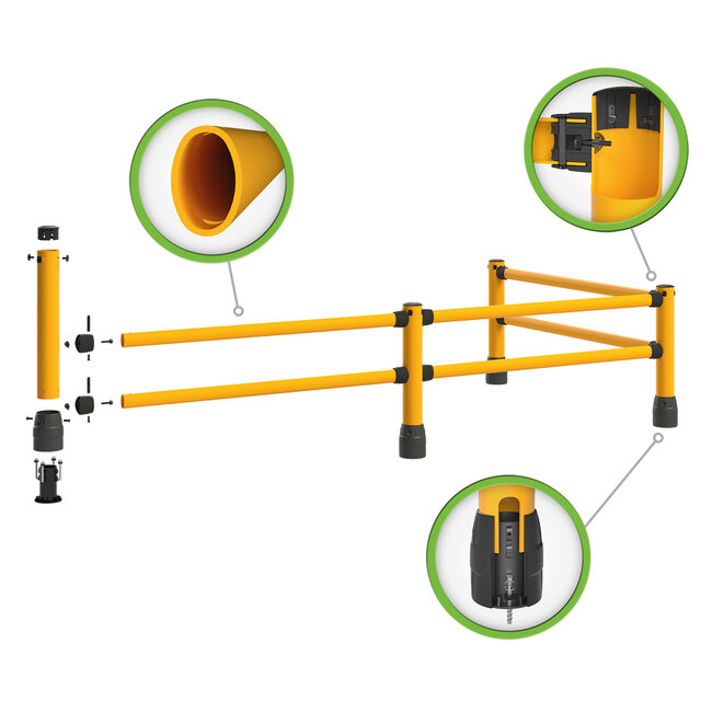 BLACK BULL FLEX Barrière de Sécurité Flexible S-Line Extension d’Angle pour Entrepôt et Logistique