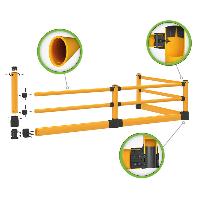 BLACK BULL FLEX Barrière de Sécurité Flexible S-Line avec Protection Basse pour Entrepôt et Logistique