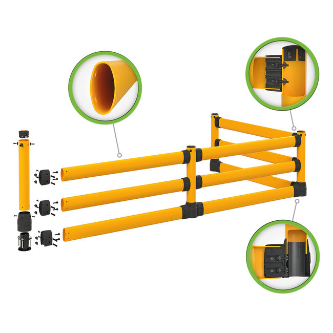 BLACK BULL FLEX L-Line avec Protection Basse Barrière de Sécurité Flexible pour Entrepôt et Logistique