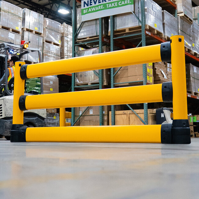 BLACK BULL FLEX L-Line avec Protection Basse Barrière de Sécurité Flexible pour Entrepôt et Logistique