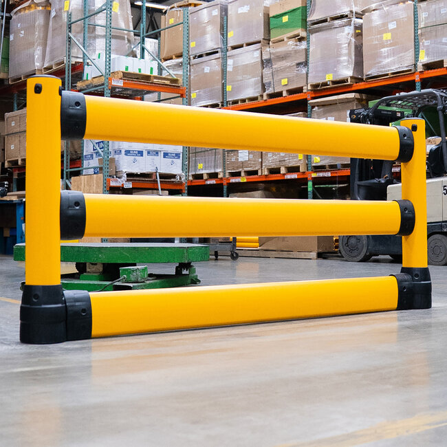 BLACK BULL FLEX L-Line met Onderrijbeveiliging Flexibel Veiligheidshek voor Magazijn en Logistiek