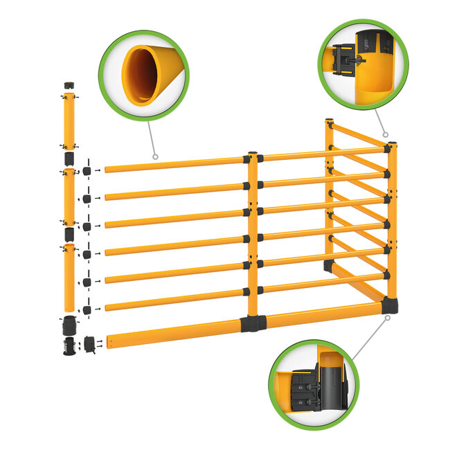 BLACK BULL FLEX High-Line Rechte Uitbreidingsset met Onderrijbeveiliging voor Veiligheidshek - Copy