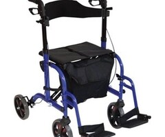 Rollator Duo Deluxe - Rollator en rolstoel in één blauw