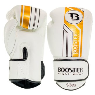 Booster Fightgear Bokshandschoenen BGL V9 – White/Gold – Premium Kwaliteit voor Training & Sparring