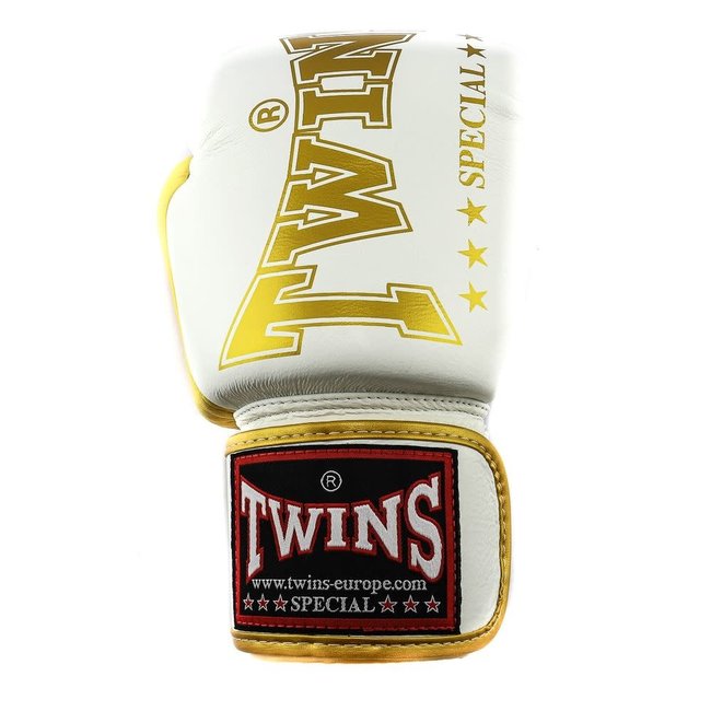 Twins Special BGVL 8 Leren Bokshandschoenen – Wit/Goud – 10oz, 12oz, 14oz en 16oz
