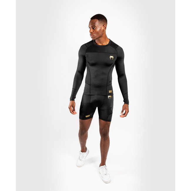 Venum G-FIT RASHGUARD - LANGE MOUWEN - ZWART/GOUD