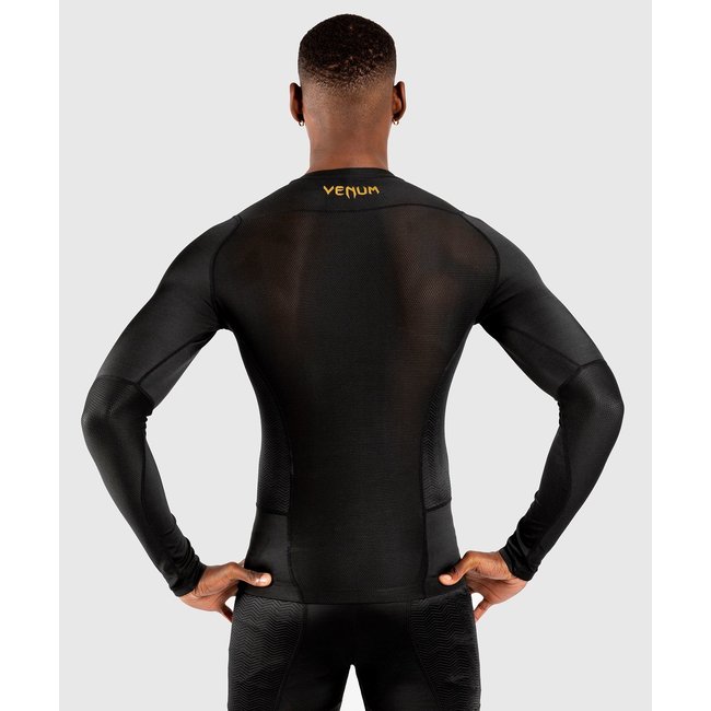 Venum G-FIT RASHGUARD - LANGE MOUWEN - ZWART/GOUD