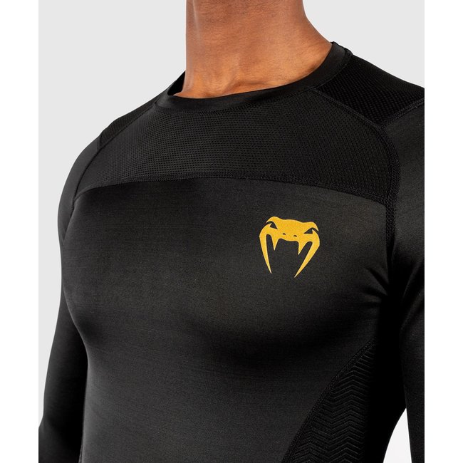 Venum G-FIT RASHGUARD - LANGE MOUWEN - ZWART/GOUD