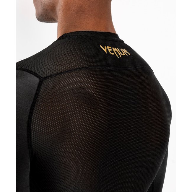 Venum G-FIT RASHGUARD - LANGE MOUWEN - ZWART/GOUD