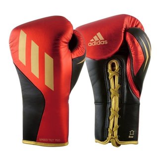 adidas adidas Bokshandschoenen Speed TILT 750 Pro Fight Vetersluiting Zwart/Rood/Goud