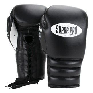 Super Pro Super Pro Combat Gear Knock Out-  Bokshandschoenen Veter - Zwart/Wit