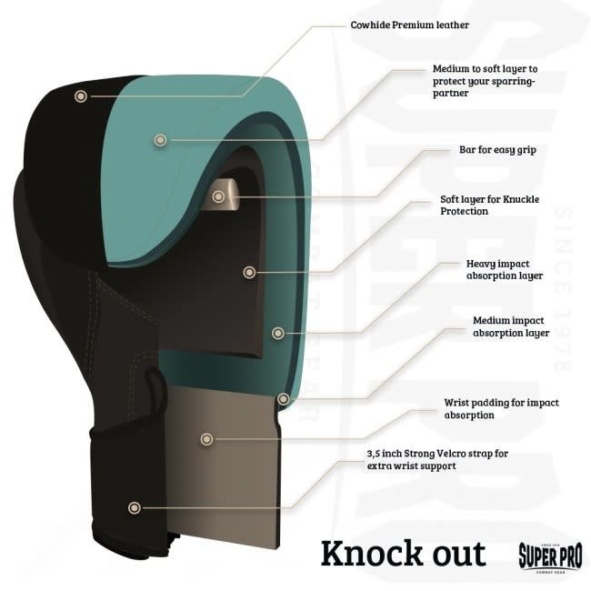 Super Pro Super Pro Combat Gear Knock Out-  Bokshandschoenen Veter - Zwart/Wit