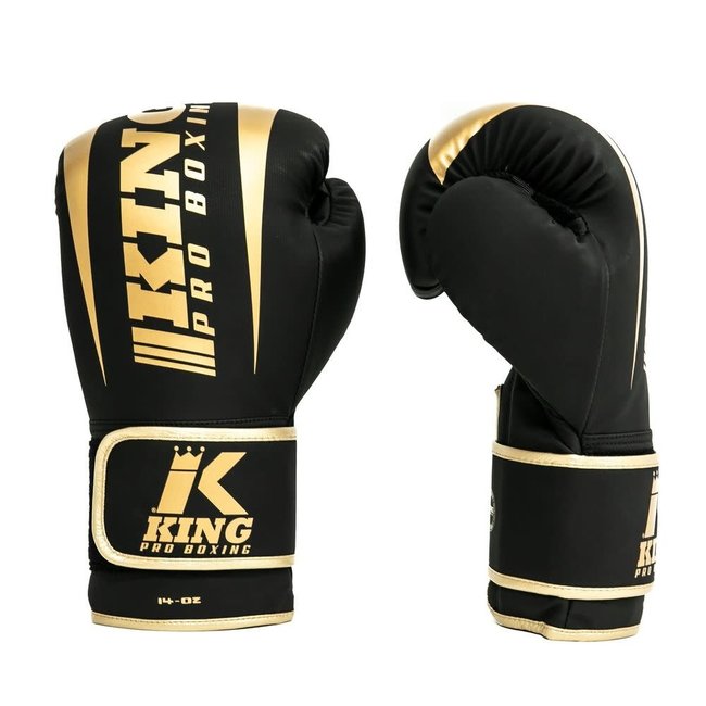 King Pro Boxing Bokshandschoenen REVO – Zwart/Goud – Voor Boksen & Kickboksen