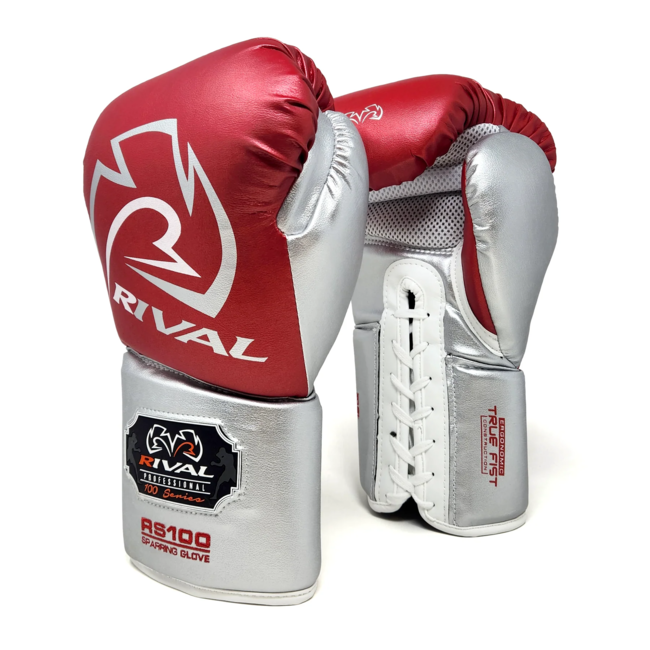 Rival Boxing Gear RS100 Professional Sparring Bokshandschoenen – Rood/Zilver – 14oz en 16oz