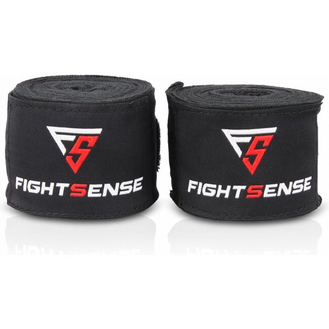 Fightsense FIGHTSENSE - Bandage extra lang - Boxing Wraps - Zwart 600 cm