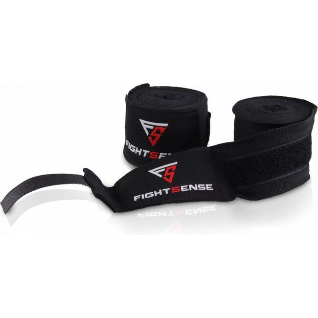Fightsense Bandage extra lang – Boxing Wraps – Zwart 600 cm – Boksbandages voor vechtsport en training