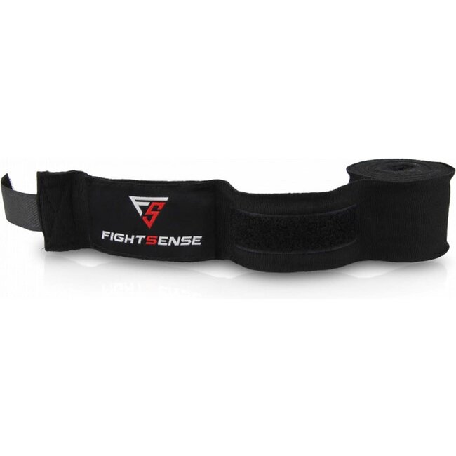 Fightsense Bandage extra lang – Boxing Wraps – Zwart 600 cm – Boksbandages voor vechtsport en training
