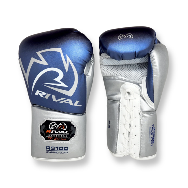 Rival RS100 Professional Sparring Bokshandschoenen – Blauw/Zilver
