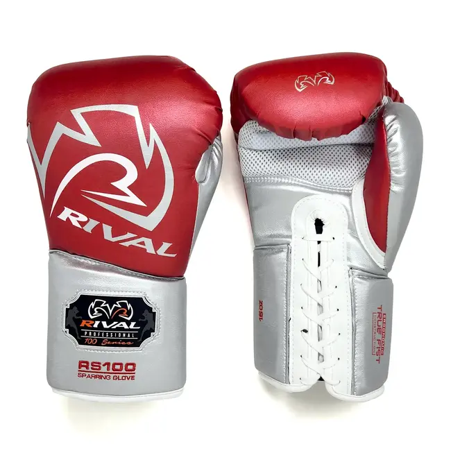 Rival Boxing Gear RS100 Professional Sparring Bokshandschoenen – Rood/Zilver – 14oz en 16oz