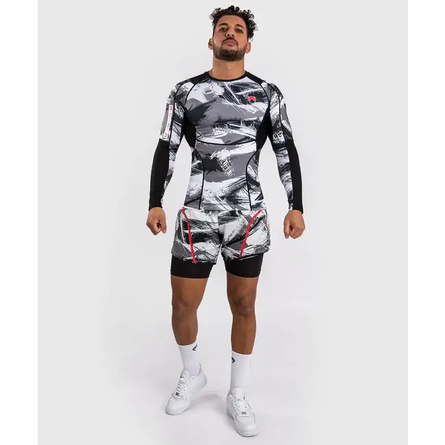 Venum Electron 3.0 Rashguard lange mouw - GRIJS/ROOD