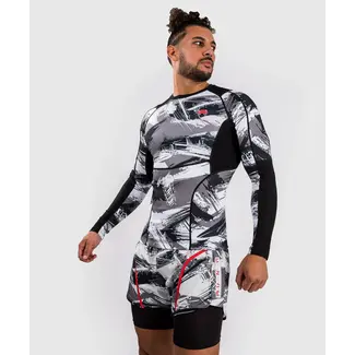 Venum Electron 3.0 Rashguard lange mouw - GRIJS/ROOD